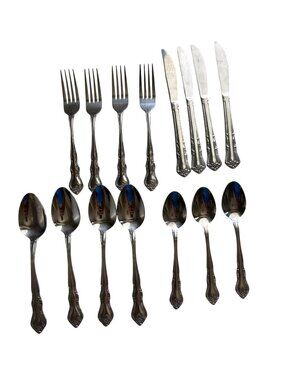 Vintage Walco 15-Piece Stainless Flatware Set - Korea - Ornate Floral Design